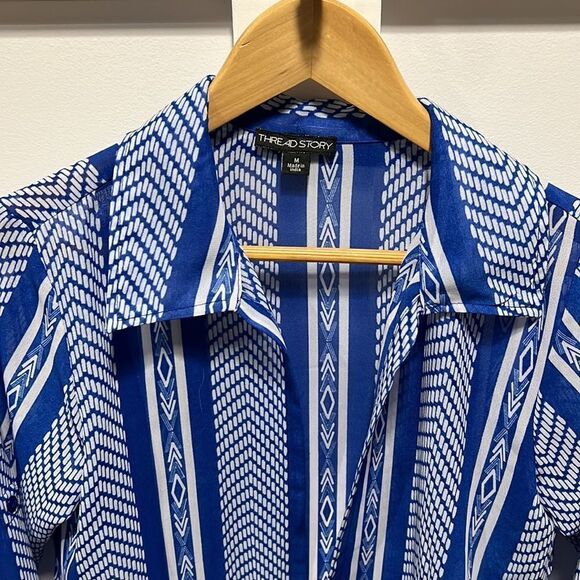 Geometrical long flowy kimono blouse, size medium - Picture 3 of 4